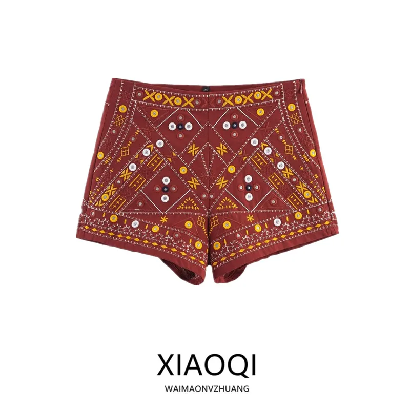 

Повседневные шорты с вышивкой, уличный стиль, средняя талия, свободный крой, женские, летние, новинка, модный дизайн