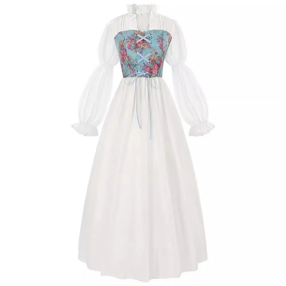 loween Corte medievale retrò ingombro in vita Dr Role-plang Costume da spettacolo teatrale Abbigliamento etnico da donna