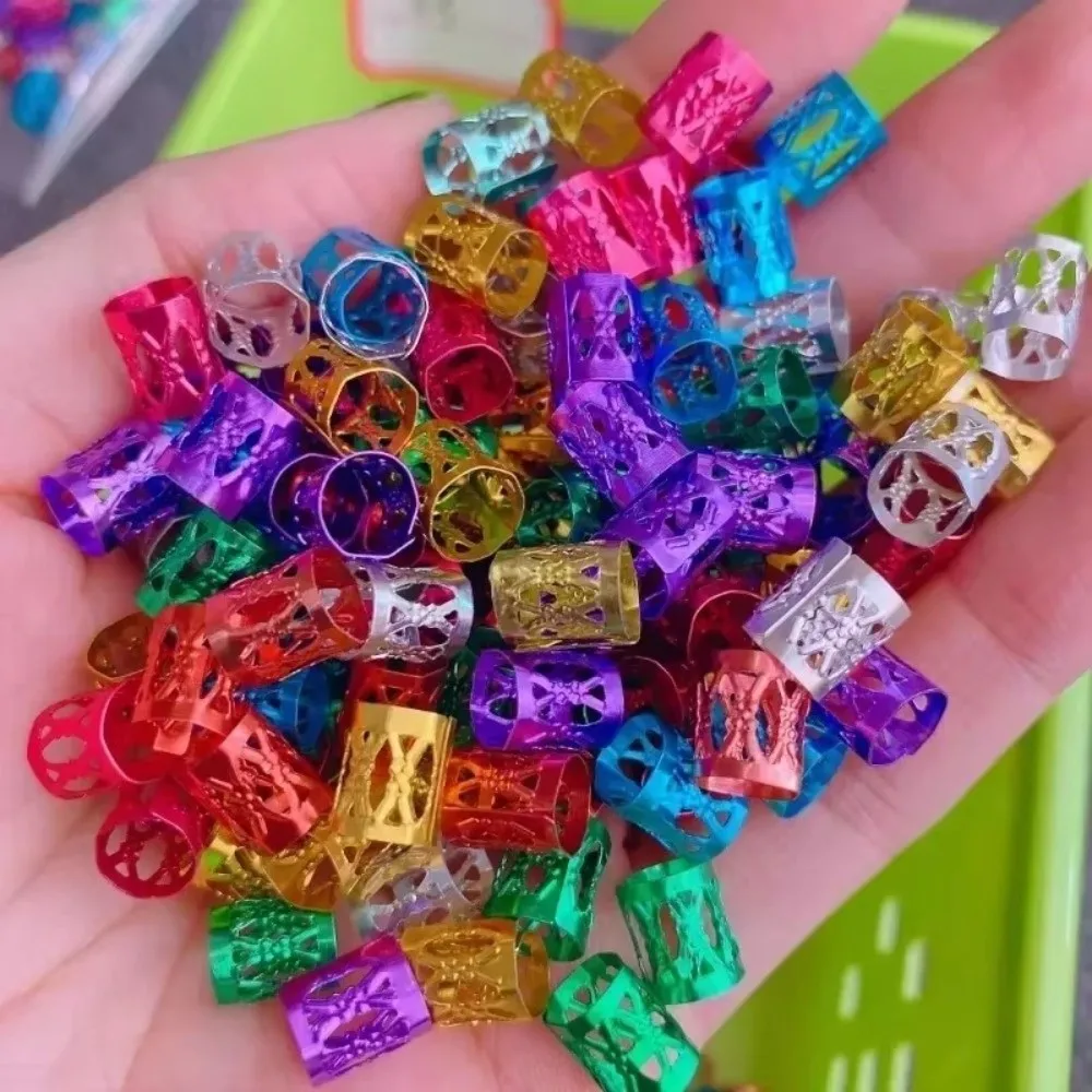 100PCS Colorful Hair Jewelry Rings Aluminum Steel Ring Inserts Dreadlock Hair Rings Flexible Opening Multicolor