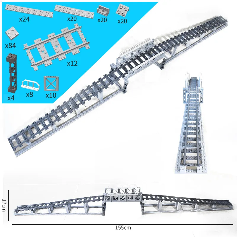 

Compatible With LEGO Rail Car MOC Railroad Bridge Train Track Combination Scene Building Blocks DIY Cross Track Bricks Toys