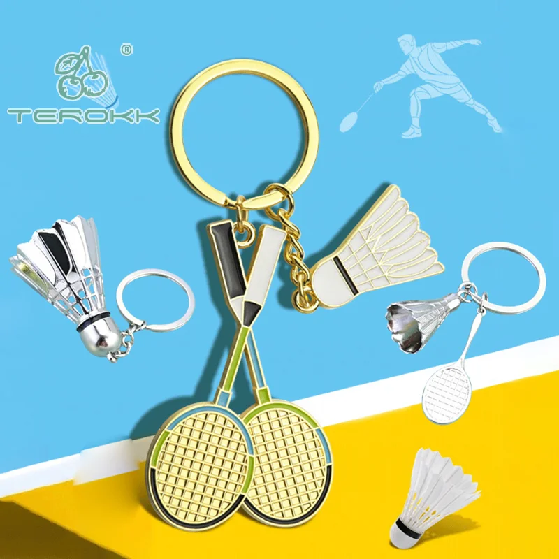 Multi-styles Creative Badminton Racket Pendant Keychain Mini Shuttlecock Sports Keyring Backpack Car Key Ring Key Holder Gift