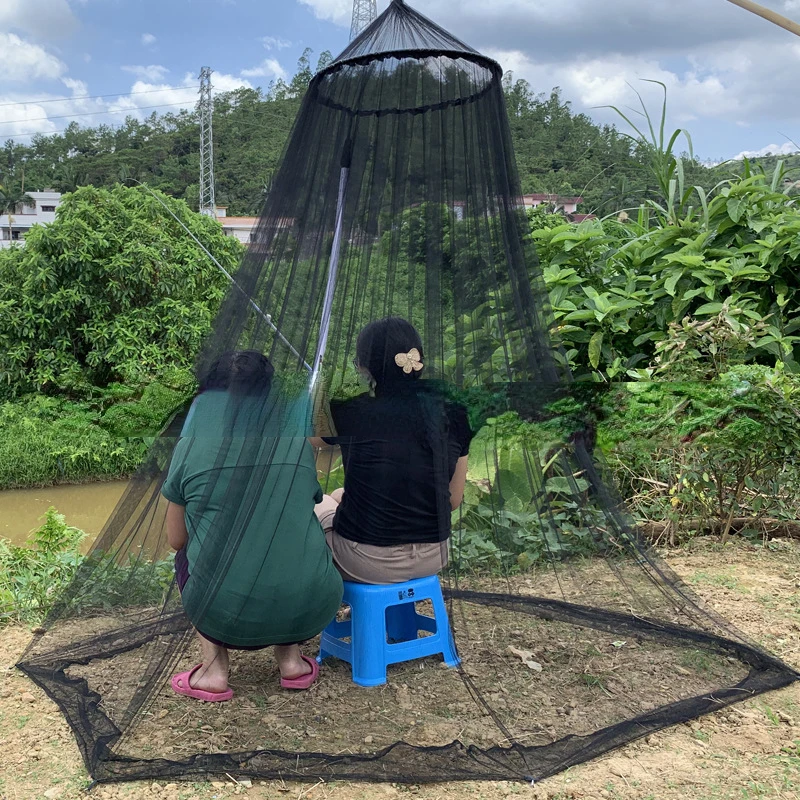 Outdoor Mosquito Net Umbrella Net Camping Leisure Travel Fishing Anti-mosquito Sunscreen Explosion Black Cool