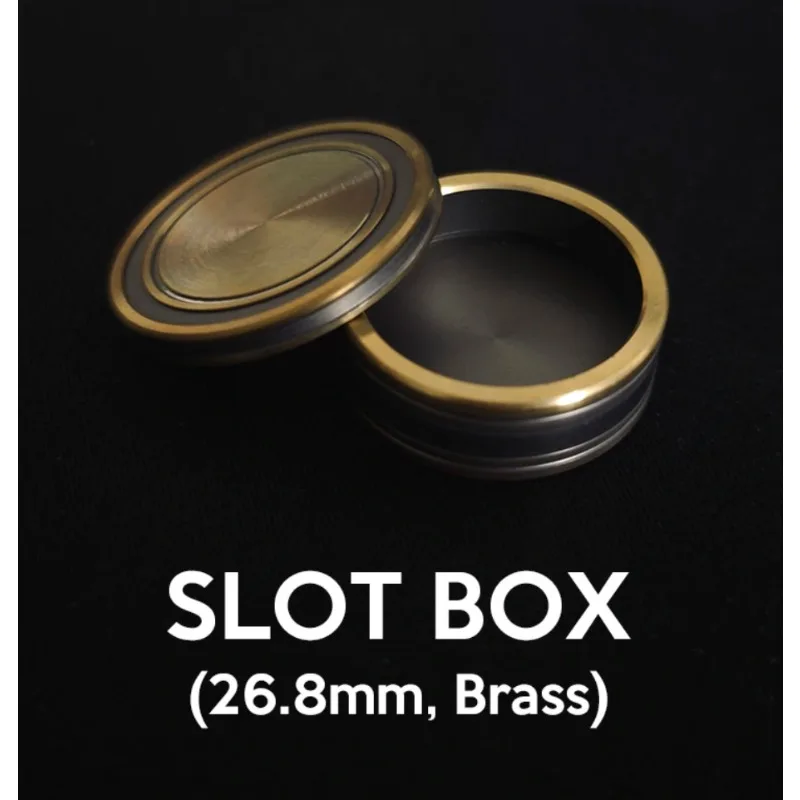 Slot Box 26.8mm Brass Coin Magic Trick Okito Box Hidden Coin Retention Vanish and Appearance Gimmick for Close Up Magicians