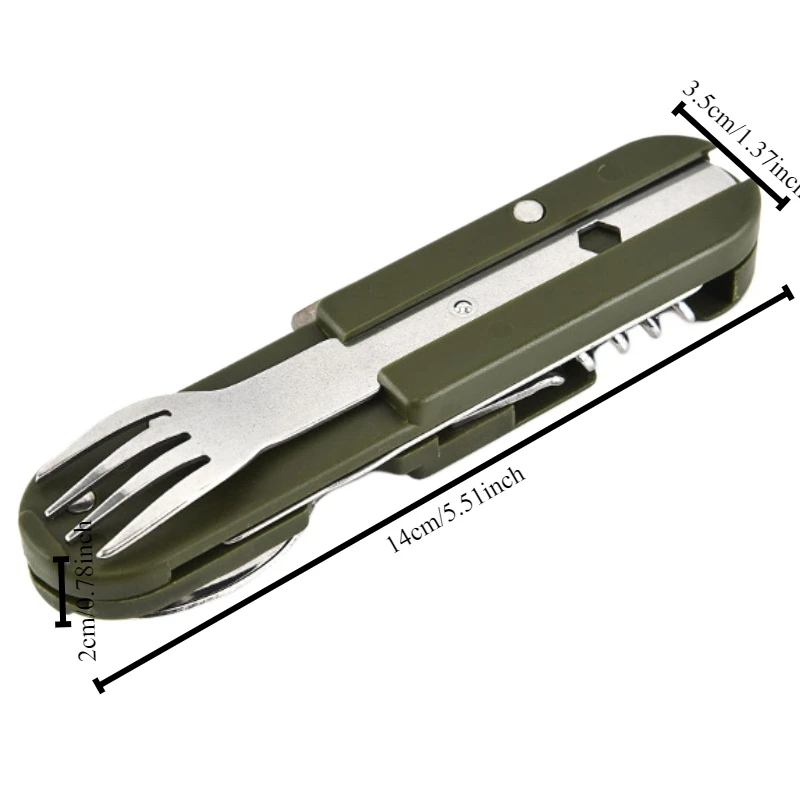 1pc Camping folding knife fork spoon combination stainless steel tableware outdoor multifunctional cooking folding tableware