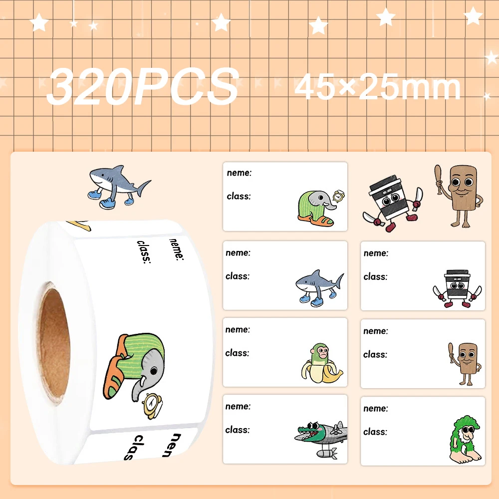 สติกเกอร์ติดของลายการ์ตูนสัตว์น่ารัก 320 ชิ้น/ม้วน สำหรับตกแต่งสมุดภาพ แล็ปท็อป โทรศัพท์มือถือ ของเด็ก