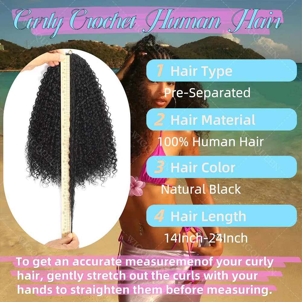 12A الأفرو غريب مجعد الكروشيه الشعر البشري مع سلسلة قبل يحلق قابلة لإعادة الاستخدام ريشة اللوالب الصغيرة مجعد وصلات شعر كروشيه جديلة
