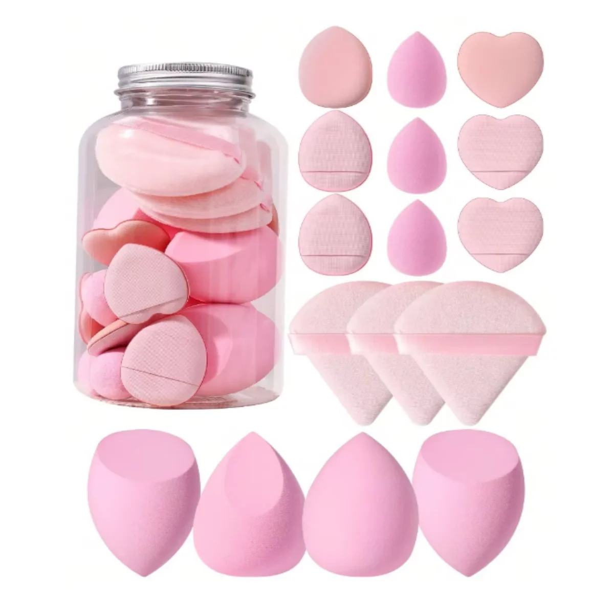Gesicht Make-up-Tool-Set mit Organizer, große Schönheit Eier Fan Puffs Mini Beauty Eier Daumen Puffs Make-up Schwamm Puffs