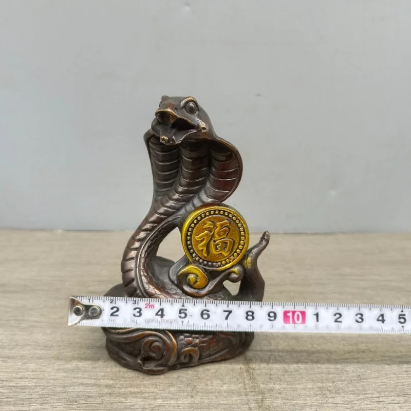 Wealth-Bringing , Golden Jadey, Brings Abundant Fortune, Copper Snake, Ornament for Living Room, Bedroom, and Office, Z