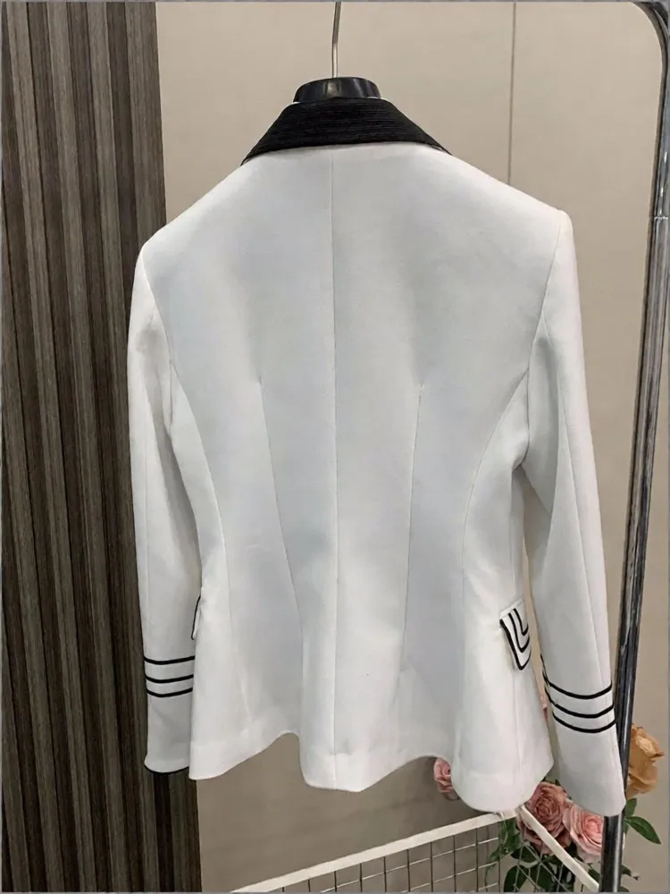 Work Females Single Breasted Slim Blazers Spliced Notched Collar Designer Suit Jacket Fashion Office Ladies Outerwear Coats