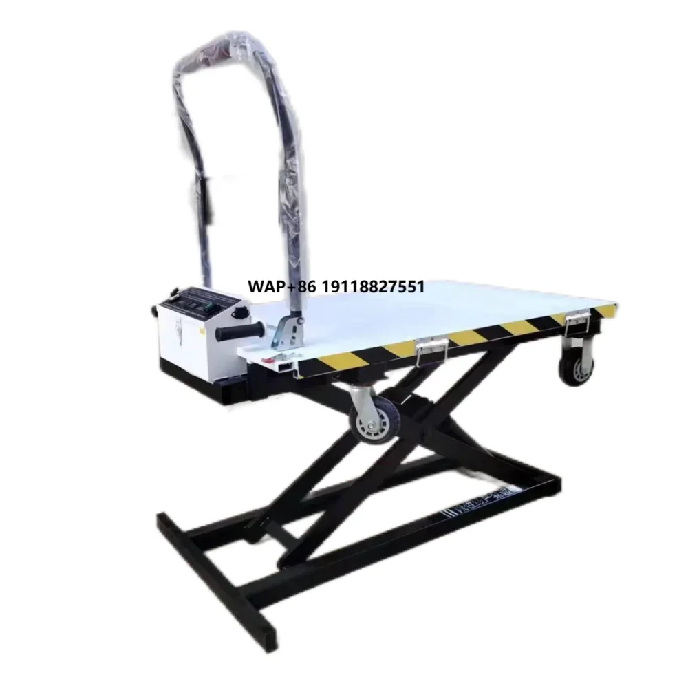 

Trade Flatbed Greenhouse Trolleys Dolly Electric Hydraulic Transportation Hand Truck Cart Aluminium Platform Lifting Trolley