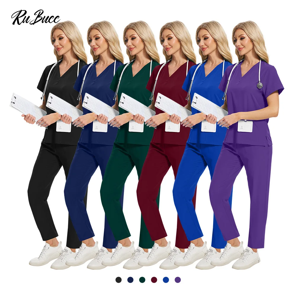 Moda dentista terno médico esfrega uniformes enfermeira cirúrgica esfrega conjuntos hospital enfermagem terno clínica salão de beleza workwear