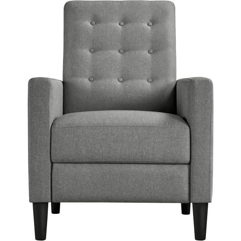 Fabric Recliner Chair with Thicker Seat Cushion Tufted Upholstered Sofa with Pocket Spring for Living Room Bedroom Gray