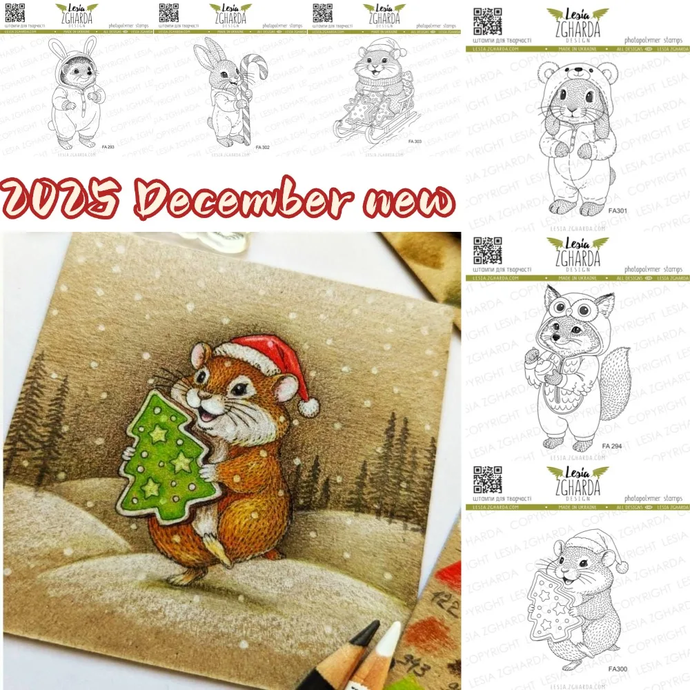 

Рождественские милые мыши и лисы, новинка 2025 года, штампы для ремесла, тиснение, шаблон для изготовления поздравительных открыток из бумаги, сделай сам, ручная работа