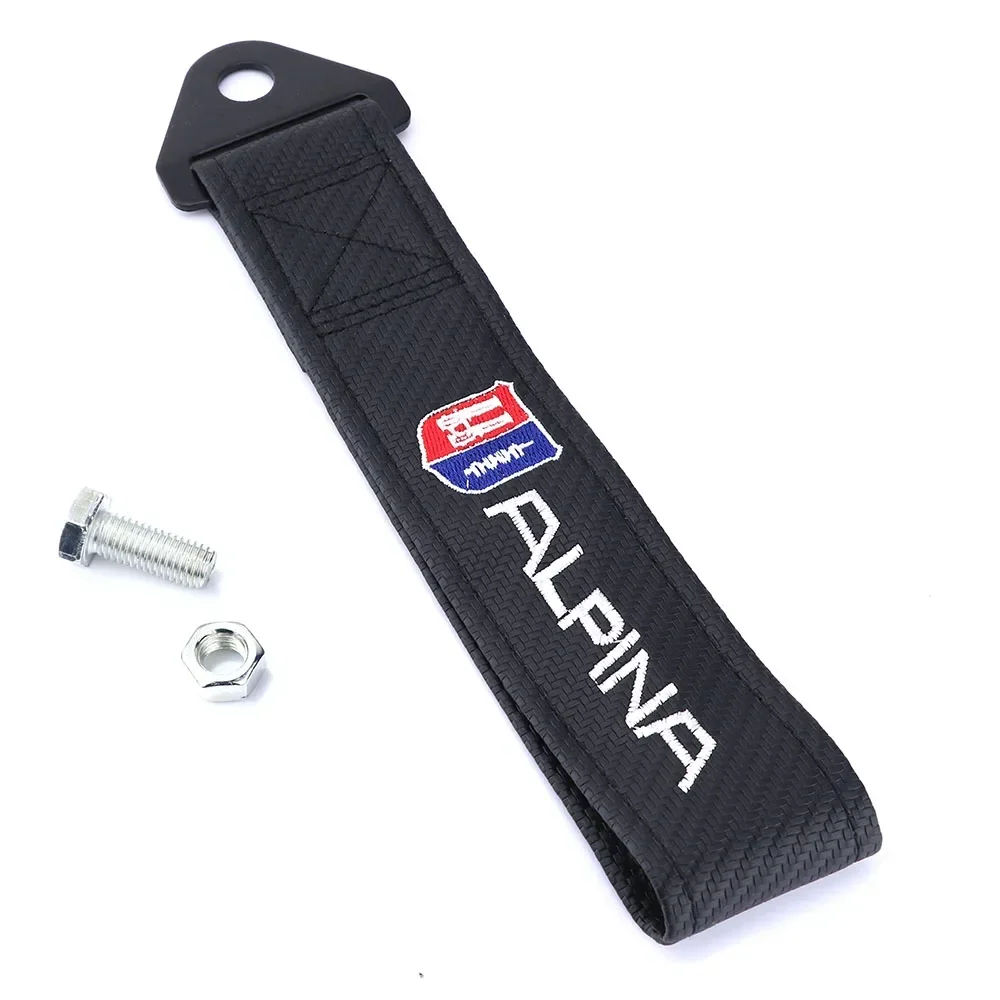 ألبينا سيارة سحب حزام شعار سحب حبل حزام ألياف الكربون نمط القماش مصدات الغراء ملصق لسيارات bmw e30 e46 e90 e60 e39 e36