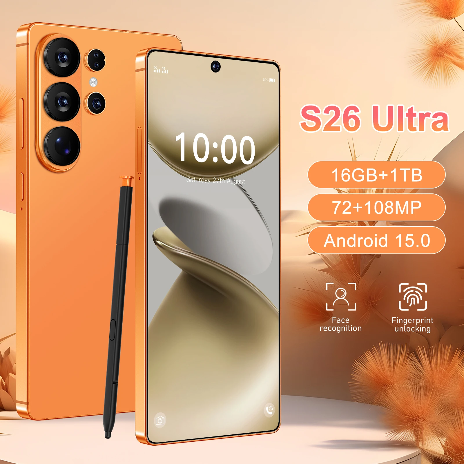 2026 High Quality S26 Ultra original intelligent 4G 5G dual card dual standby system global version 8000mAh battery