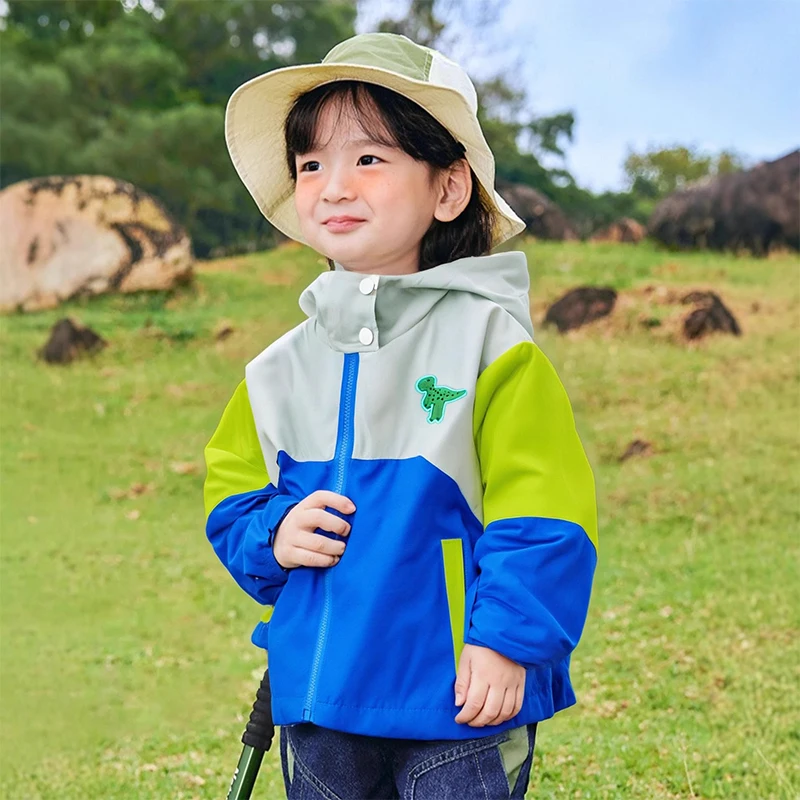 

Весенне-осенняя куртка для маленьких мальчиков, ветрозащитное пальто с капюшоном и рисунком динозавра для детей от 1 до 6 лет, детская модная верхняя одежда, топы, детская одежда