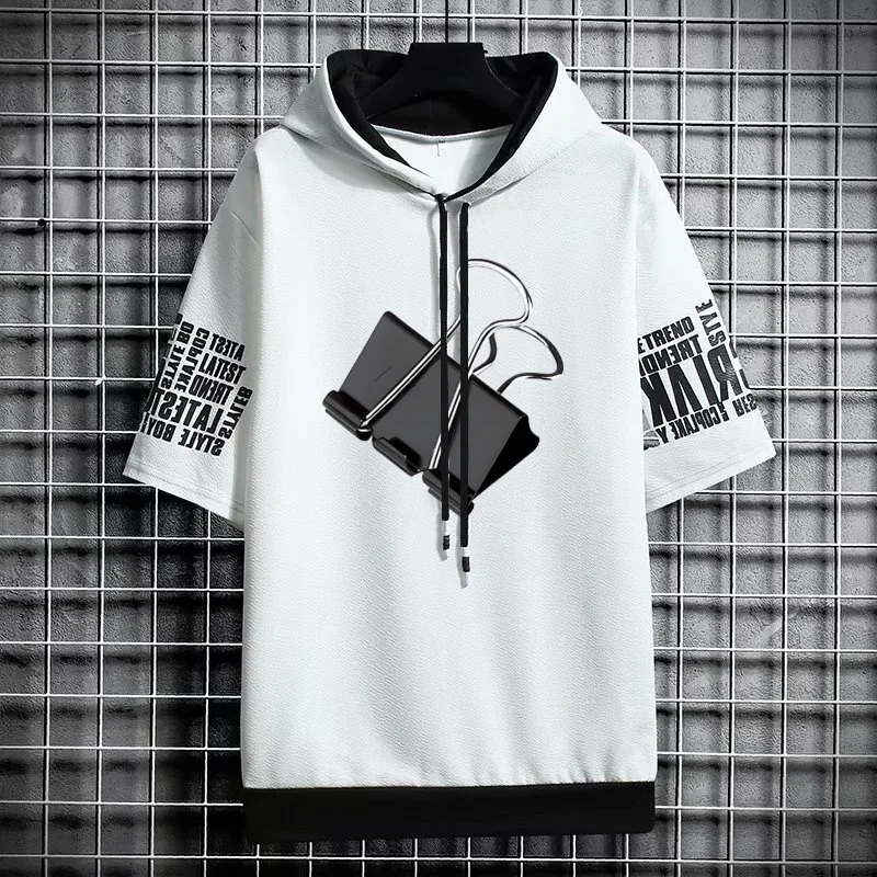 Camiseta para hombre, ropa de calle, sudaderas con capucha de gran tamaño, camiseta con sombrero informal de Corea, camiseta gráfica estampada, Sudadera con capucha deportiva de Anime para gimnasio