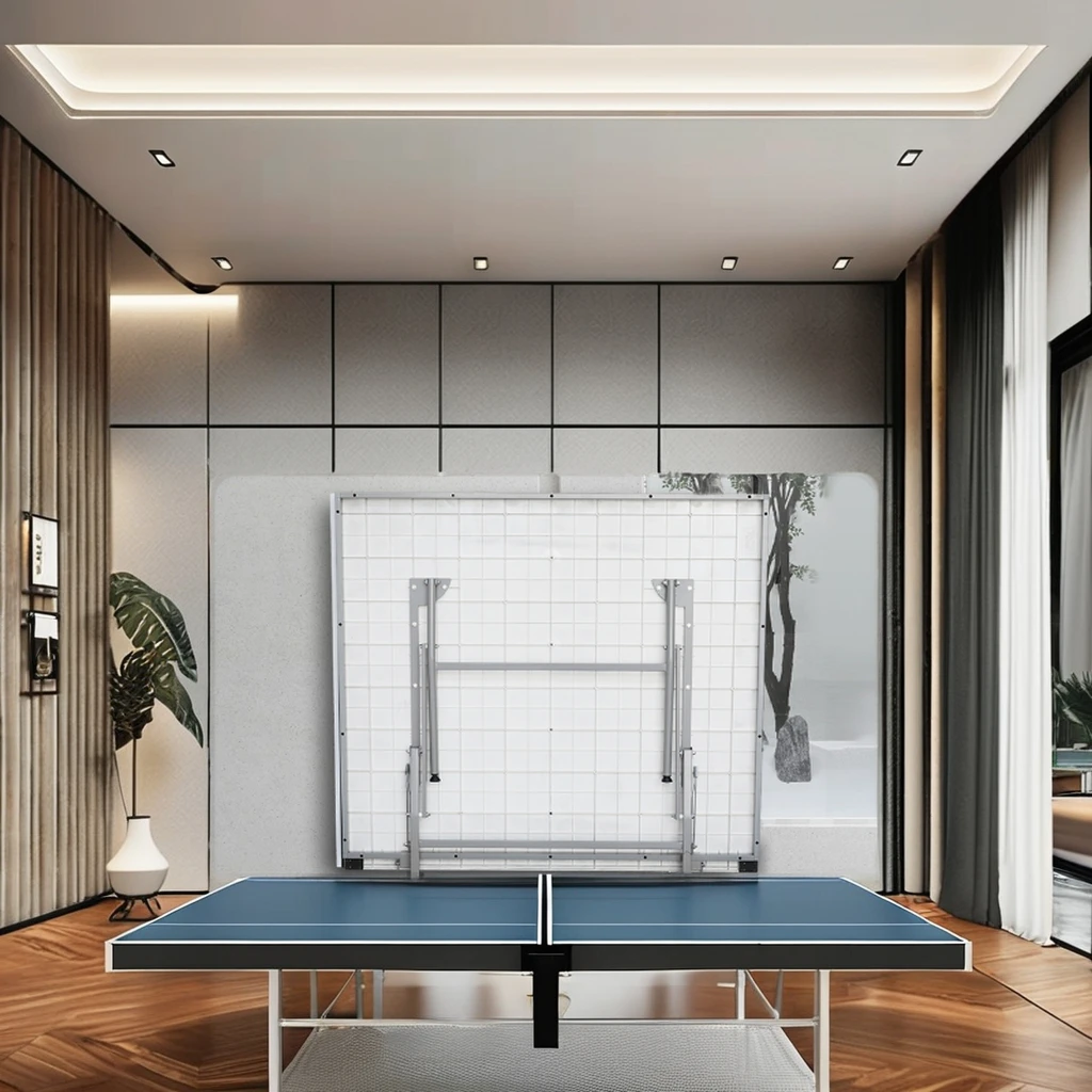 Standaard Indoor Tafeltennistafel Verplaatsbaar Opvouwbaar Eenvoudig Te Monteren Pingpongtafel Voor Thuisgebruik