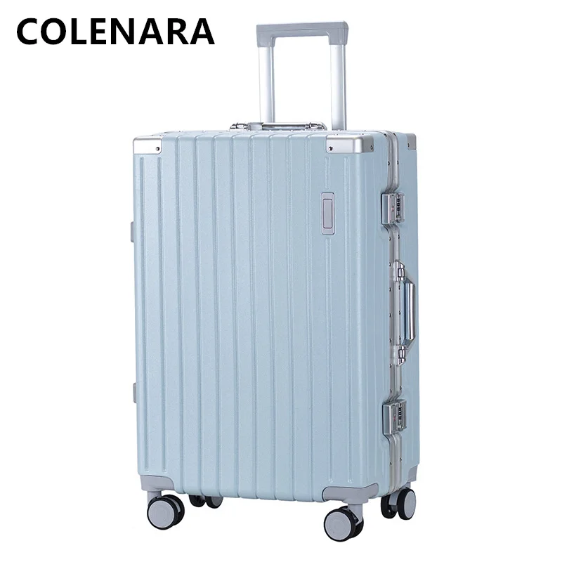 COLENARA Women's Luggage 20 Inch Boarding Box Aluminum Frame Trolley Case 26" Men's Suitcase with Wheels Rolling Suitcase