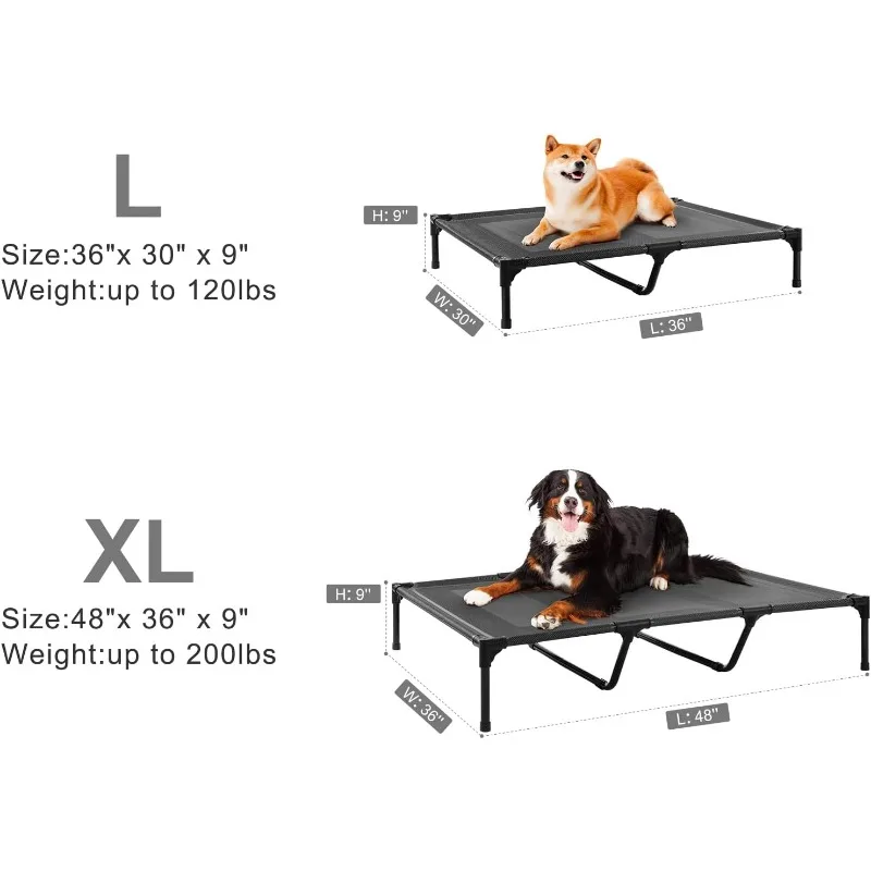 48" erhöhtes Hundebett für extra große Hunde, Hundebett für den Außenbereich, wasserdicht, erhöhtes, kühlendes Haustierbett