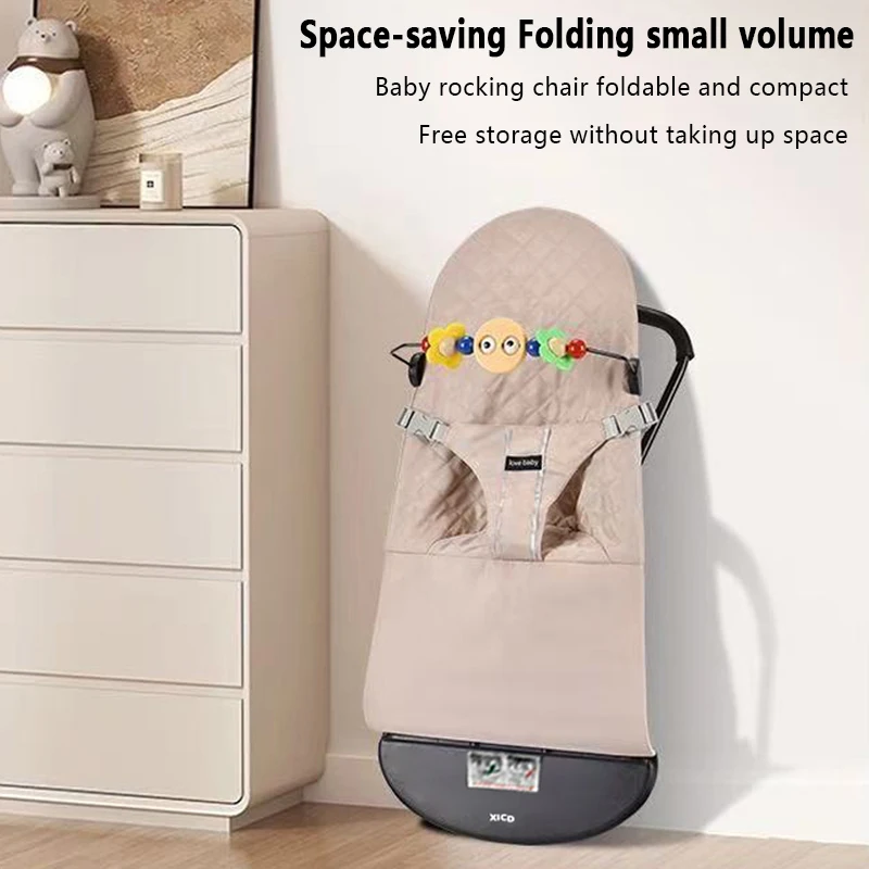 IMBABY Foldable Baby Bouncer with Adjustable Recline Portable Infant Rocker Swing Chair, Cradle with Hanging Toys for Easy Use