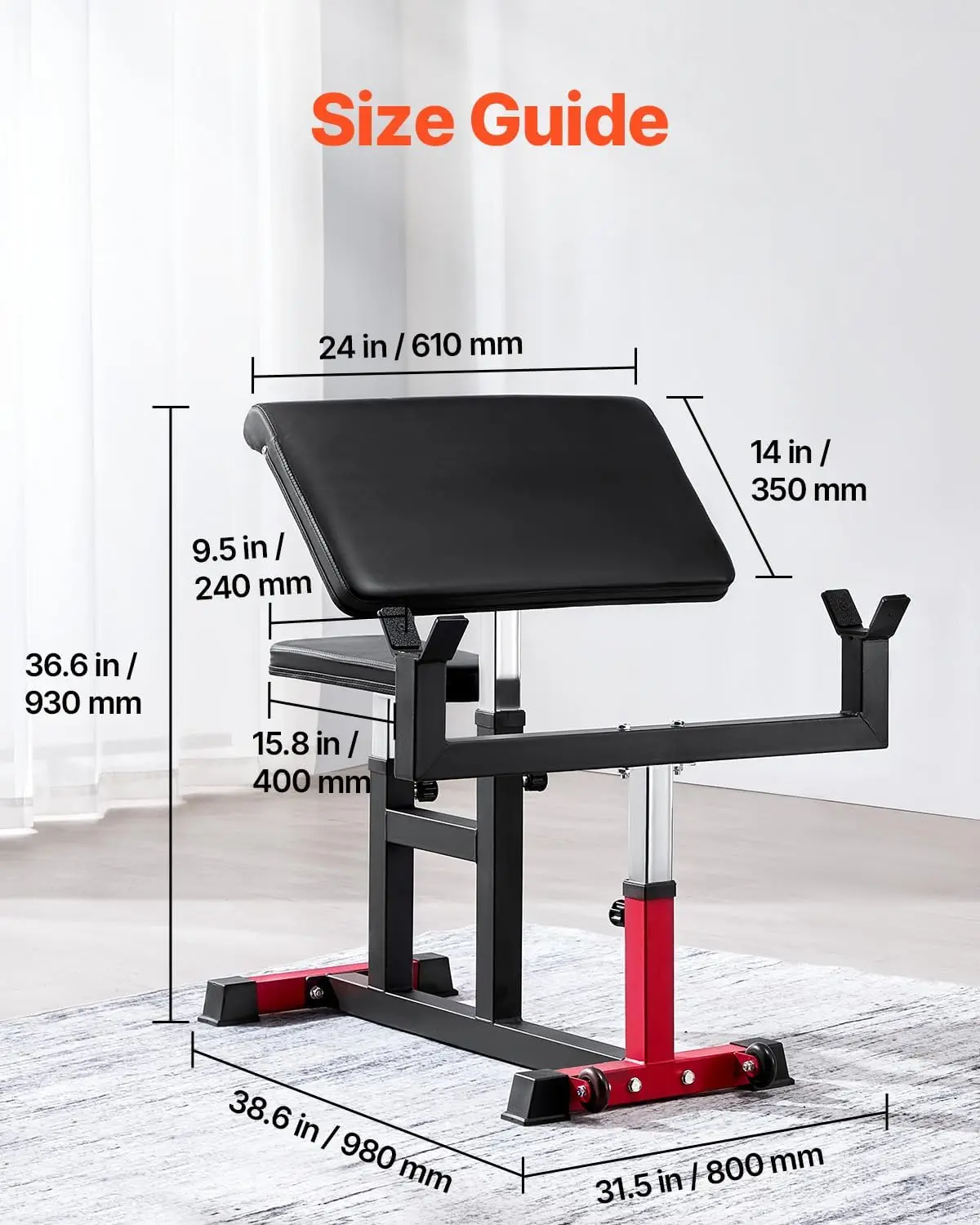 Max 440 LBS Strength Training Preacher Curl Bench for Home Gym, Adjustable Arm Isolated Bicep Station