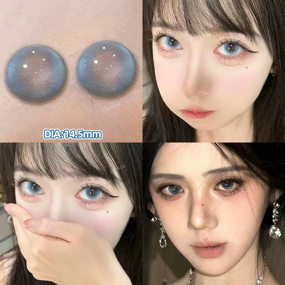 OVOLOOK-2pcs Prescription Colored Contact Lenses for Eyes Violet Lenses Beauty Pupils Myopia Eye Color Lenses Natural Blue Lens