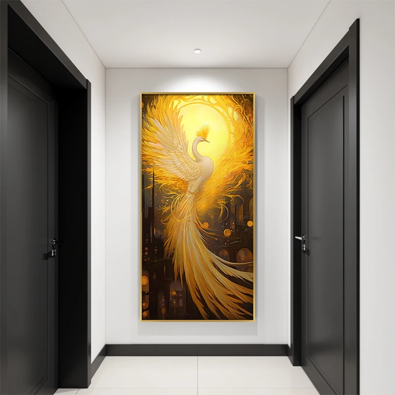 Modern Luxury Phoenix Flying In The Entrance Hall With Painted Light Hanging At The End Of The Corridor Wall Lamp Led Room Light