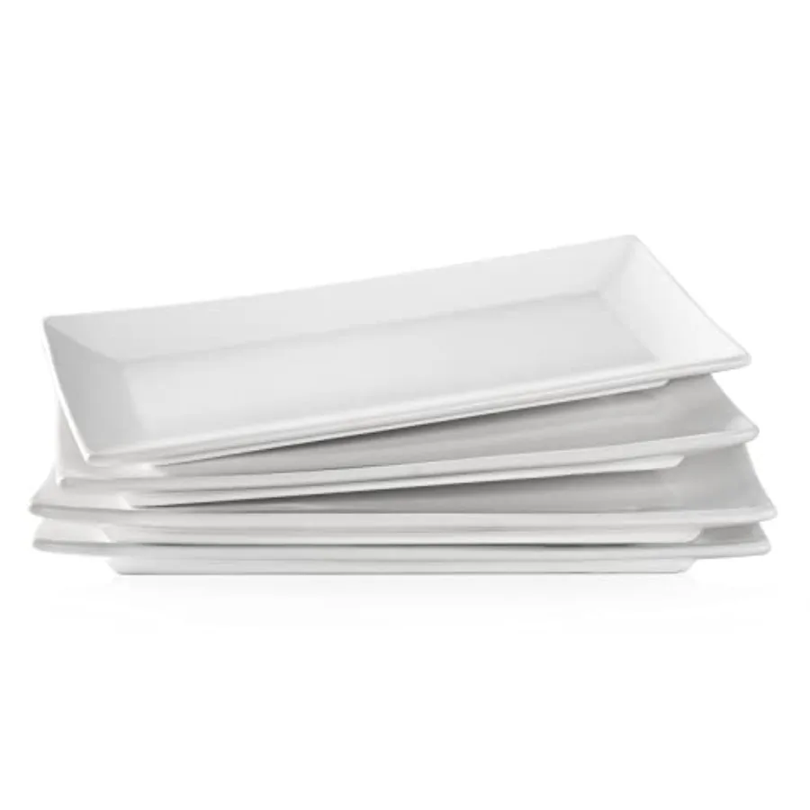 

White Rectangle Serving Trays for Elegant Dining and Entertaining Events Perfect for Buffets Cocktail Parties and Family Gather