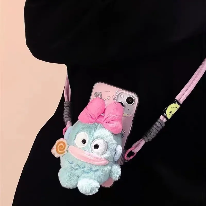 Sweet Hangyodon Anime  Sanrio Lovely Doll Phone Back Kawaii Clip Cute Cartoon Crossbody Shoulder Phone Chain Gifts Toys for Kids