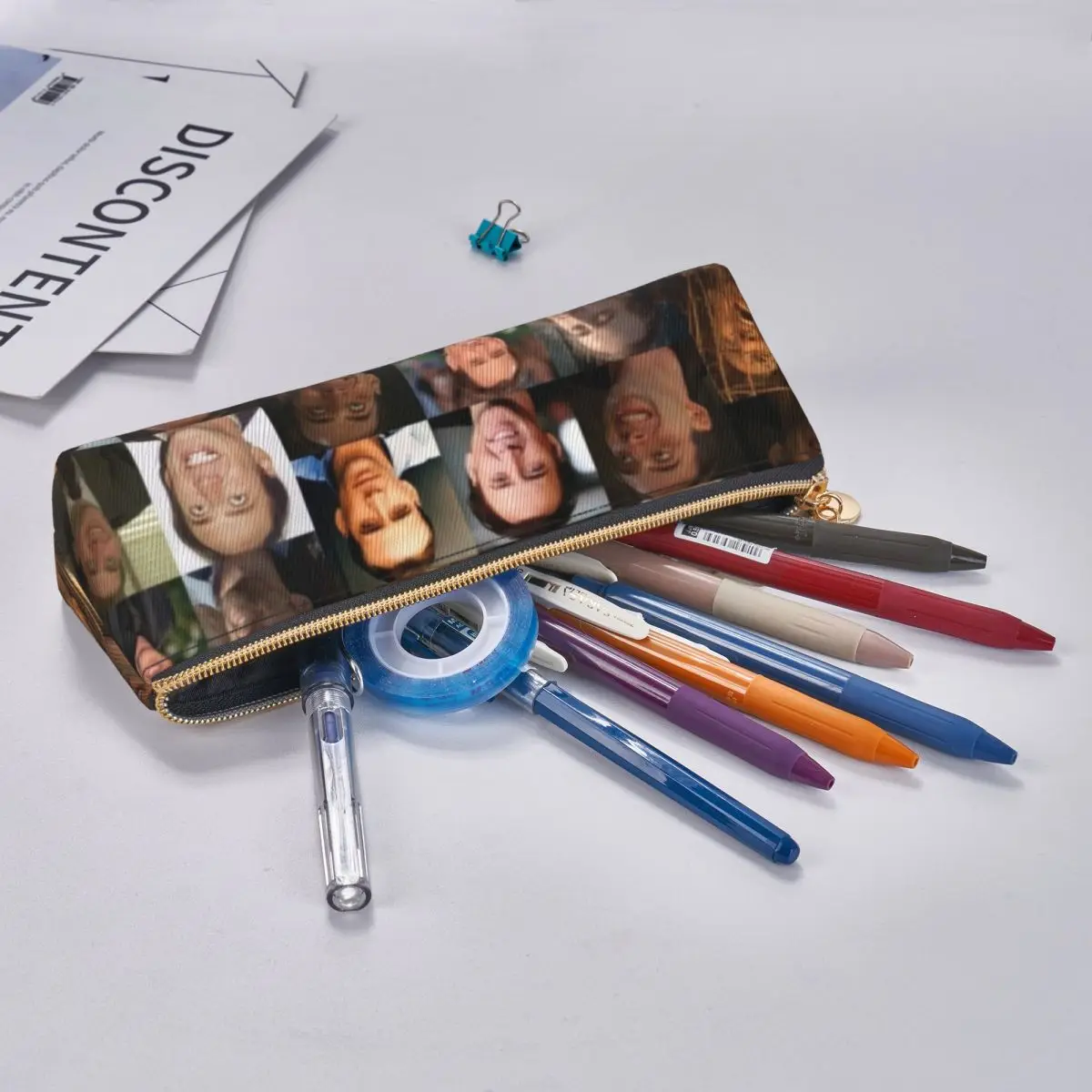 Vintage Pencil Case Funny Nicolas Cage Pencil Bag Memes Collage School Pencil Cases Boy Girl Zipper Graphic Stationery Organizer image 6