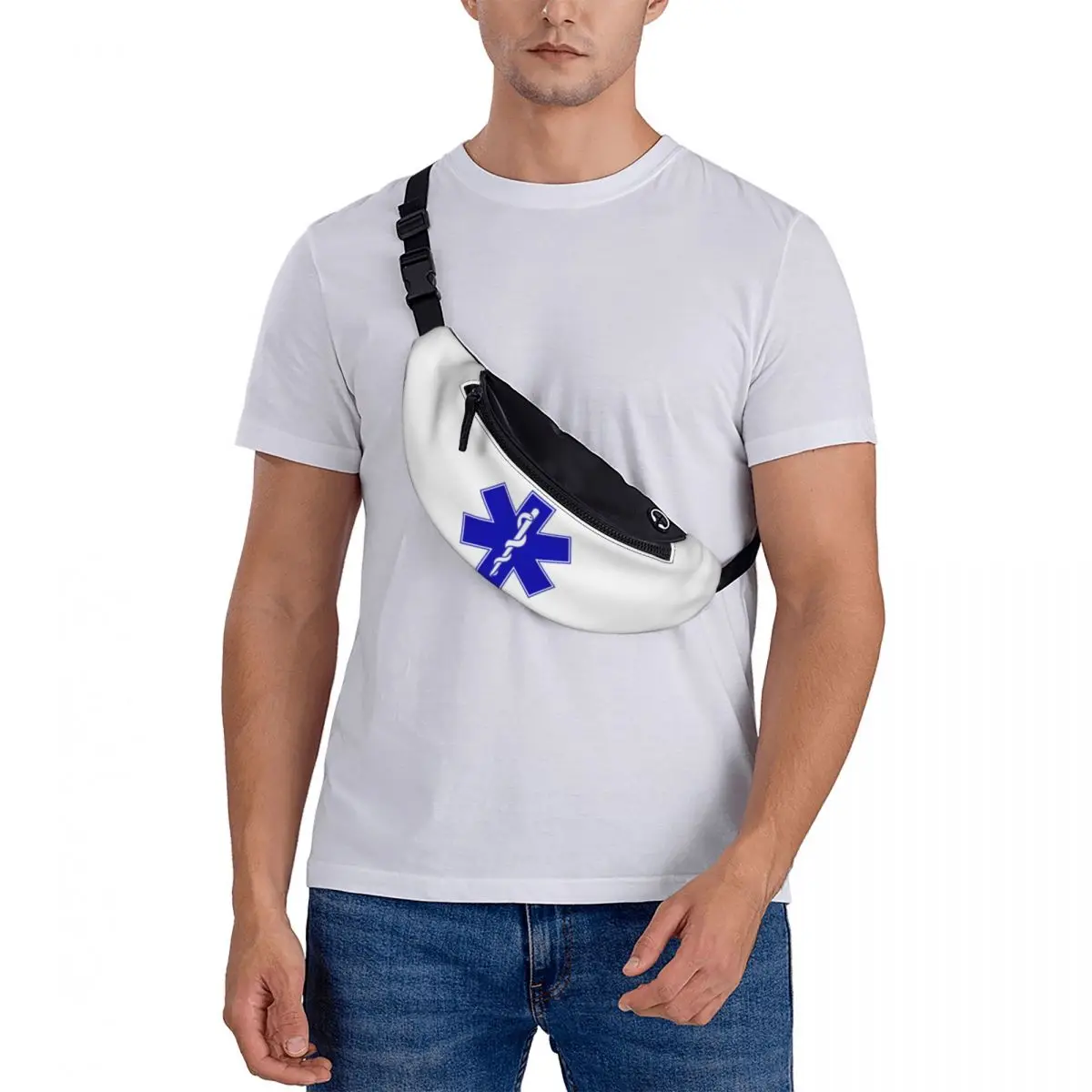 Casual Emt Star Of Life Fanny Pack for Traveling Men Women Crossbody Waist Bag Phone Money Pouch