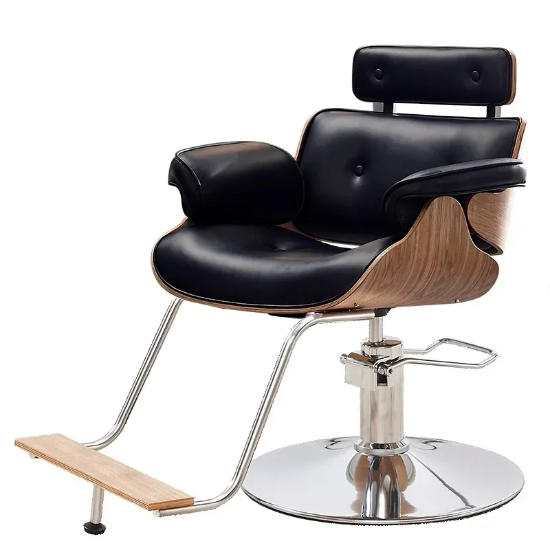 Ergonomic Hair Special Lifting Barber Chair Rotating Beauty Barber Chair Solid Wood Sillas De Barberia Salon Equipment Furniture