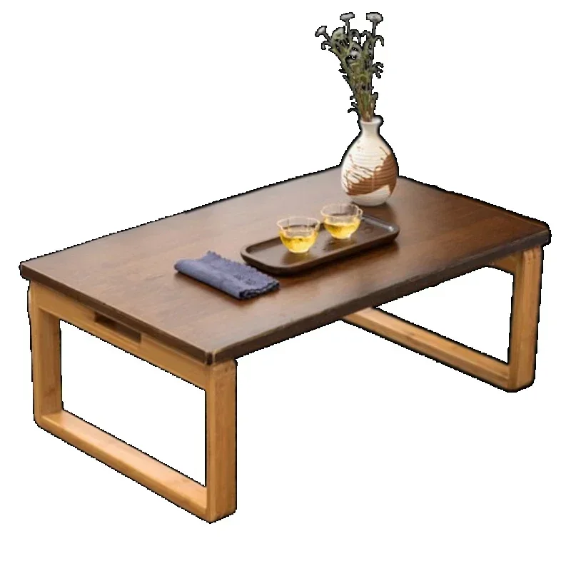 

Небольшой чайный столик с длительным окном, татами в японском стиле, маленький низкий балконный столик из цельного дерева, маленький чайный столик из бамбука