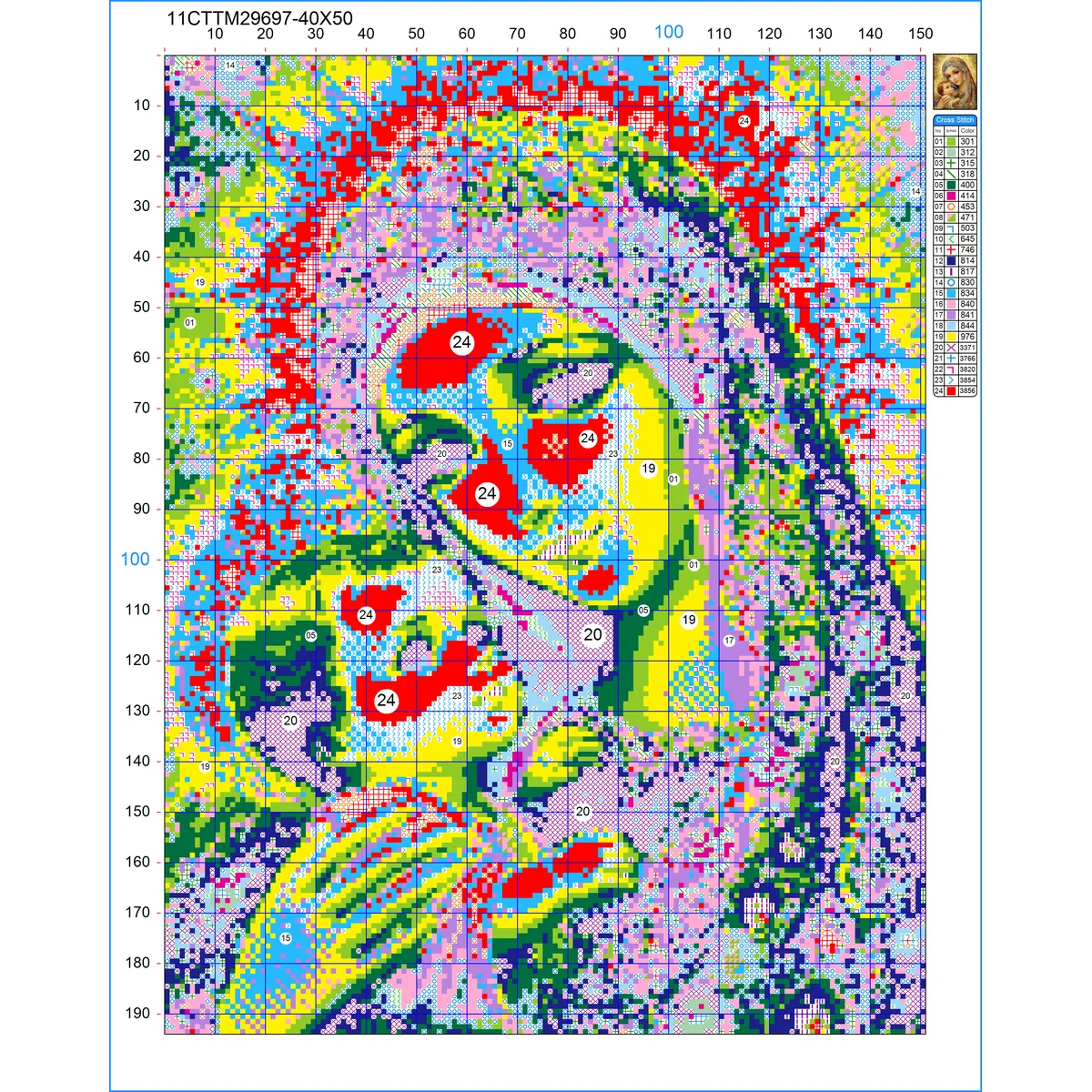 1 Stück 40x50 cm/15,7x19,69 Zoll, 11CT/14CT Kreuzstich-Set, DIY Valentinstagsgeschenk, Stickerei-Set für Festivals, Stadt. – Detail 2