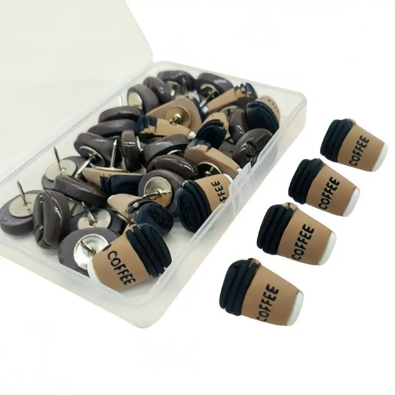 652F Fashionable Coffee Cup Corkboard Push Pin Set Box Accessory for Enhancing Creativity In Workspaces and Study Area
