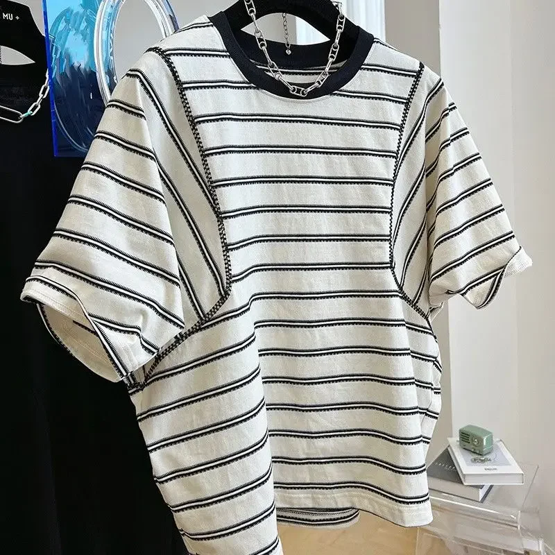 جرافيك تي شيرت قطن نصف كم Op فضفاض الخفافيش شريط قصير قمصان عادية قميص الصيف قميص أسود Y2k Ees #4