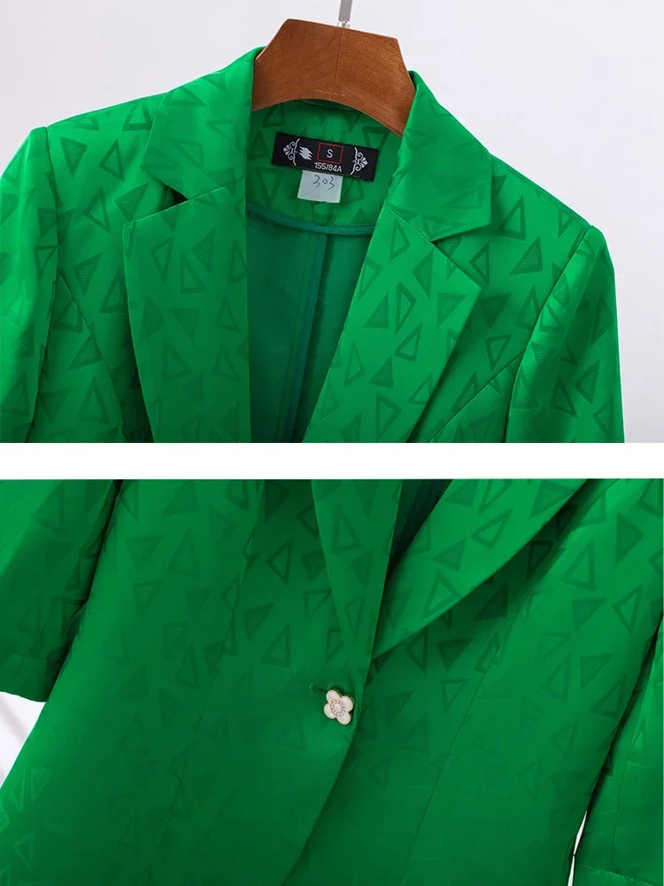 Dames Lente Zomer Blazer Dames Dames Wit Groen Zwart Gestreept Driekwart Mouw Zakelijke Werkkleding Formele Jas