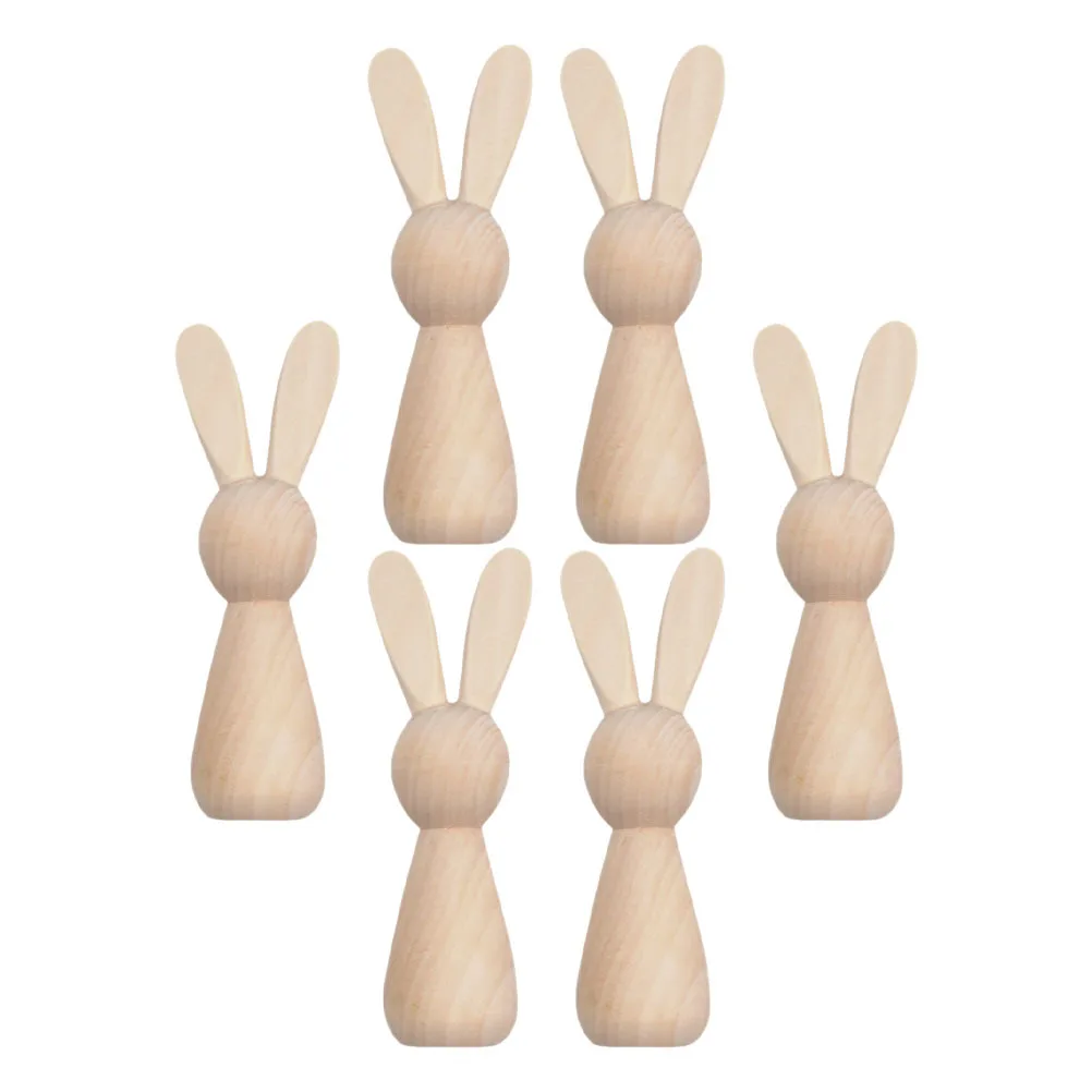 6 قطعة تماثيل أرنب خشبية غير مكتملة لتقوم بها بنفسك الحرفية لعيد الفصح ديكور المنزل الجدول محور حديقة تمثال الاطفال الكبار النشاط