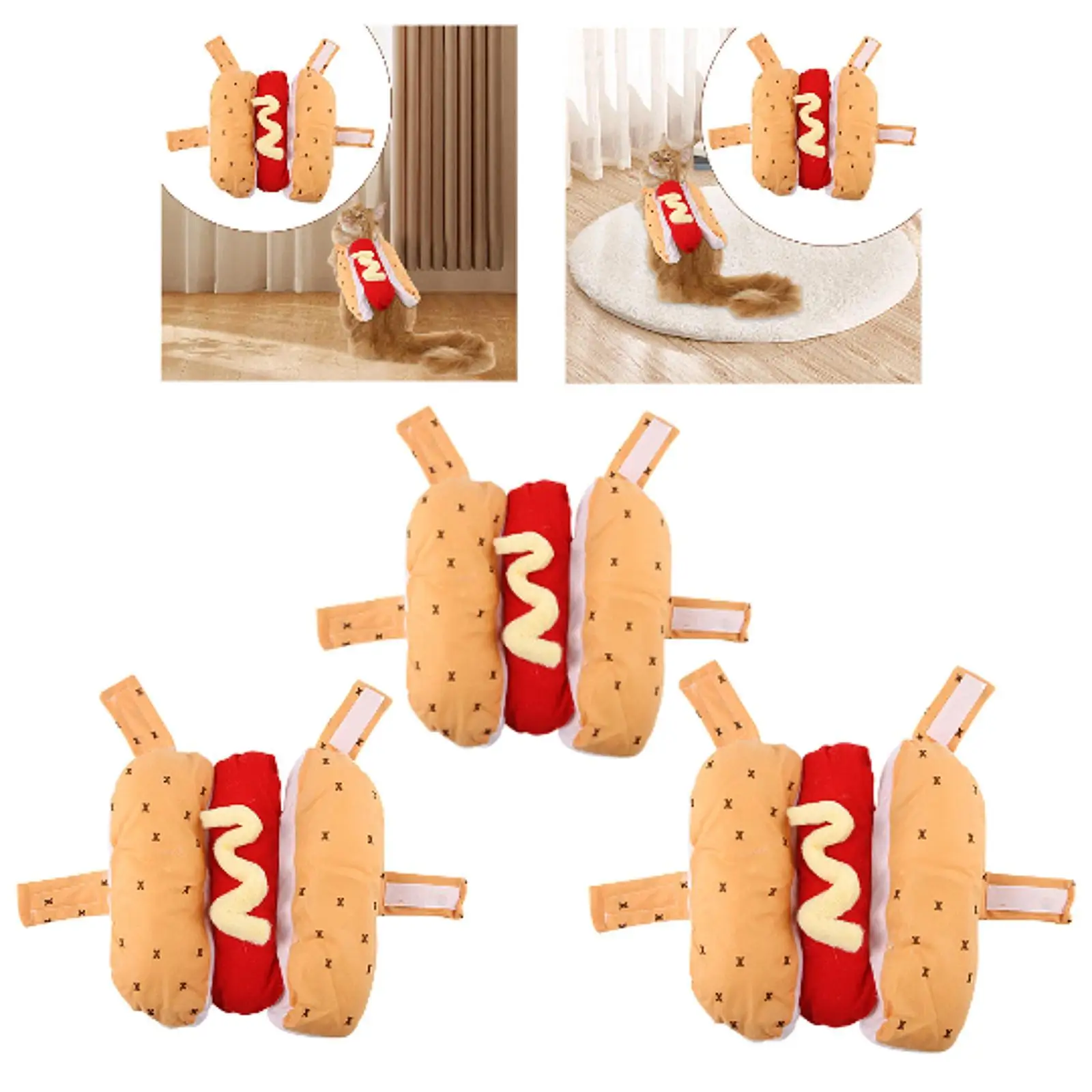 Dog Hot Dog Costume Pet Apparel Clothes Hamburger Cosplay Apparel for Halloween Themed Party Holiday Festival Stage Performance