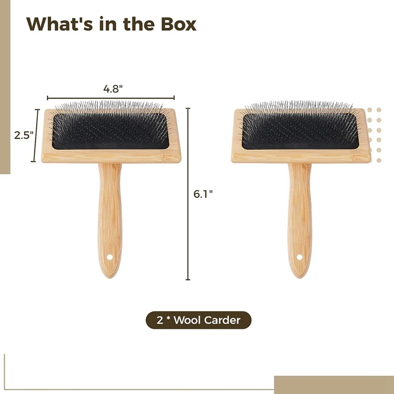 

A47U 2 PCS Wool Carders, 6.1InchX4.8Inch Large Hand Carders for Wool, Craft Wool Felt Mixing Tool, Pet Slicker Brush