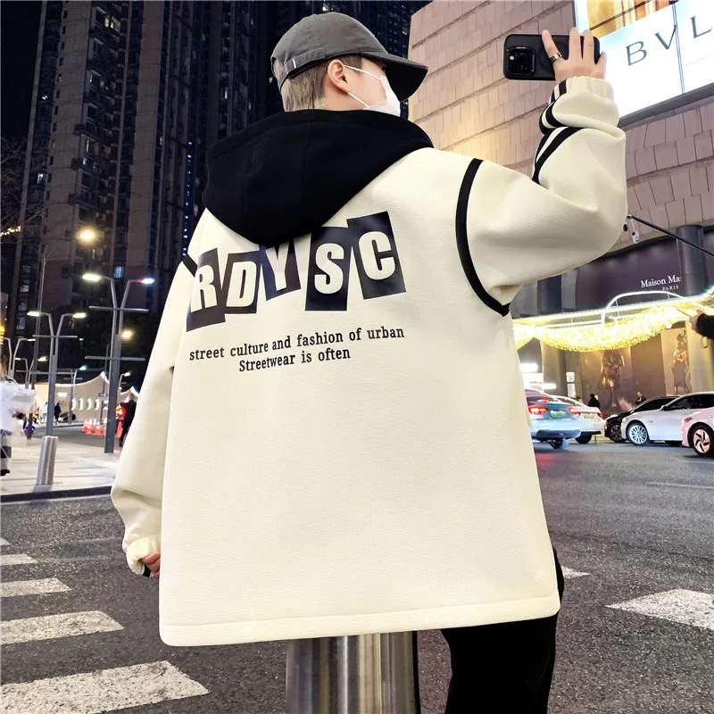 Men Clothing Men's Casual Fashion Windbreaker Jackets Men Outdoor Hooded Jacket Waterproof Soft Shell Coat Warm Plus Size Tops