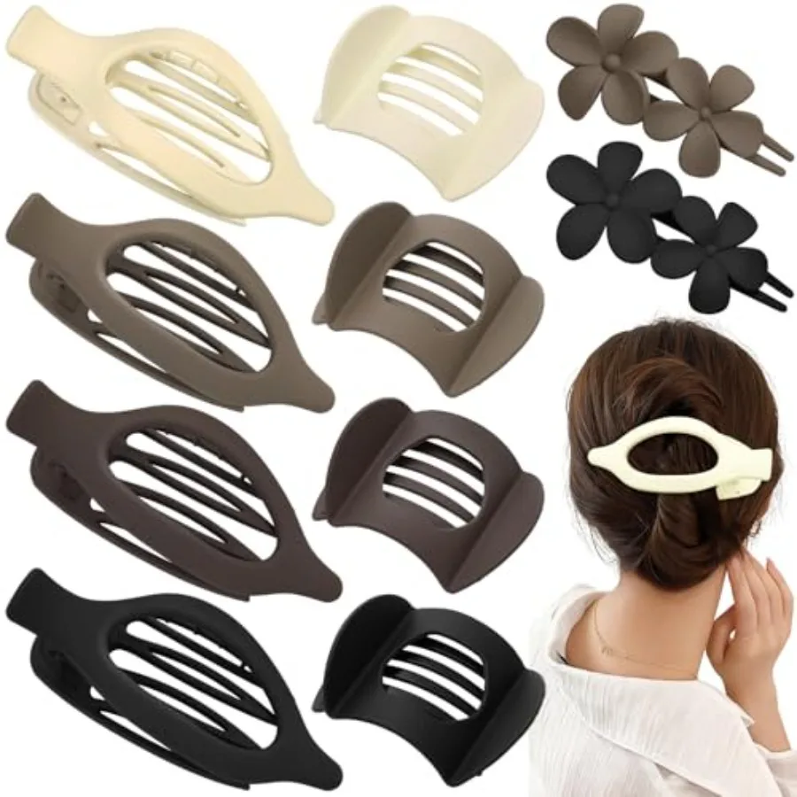 

Flat hair clips for women: French flat claw clips in 3 styles, medium duckbill design, no-slip grip, suitable for thin and thic