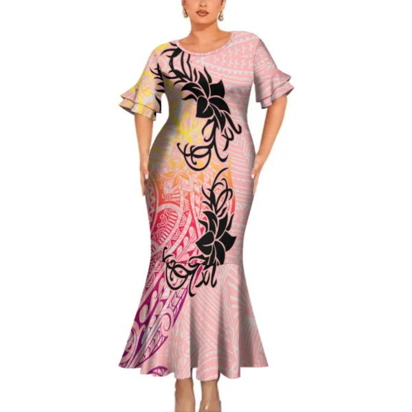 Newly Designed Polynesian Women'S Party Long Dress Chic Dress Pacific Island Men'S Top Shirt Samoa Fiji Islander Couple Clothing