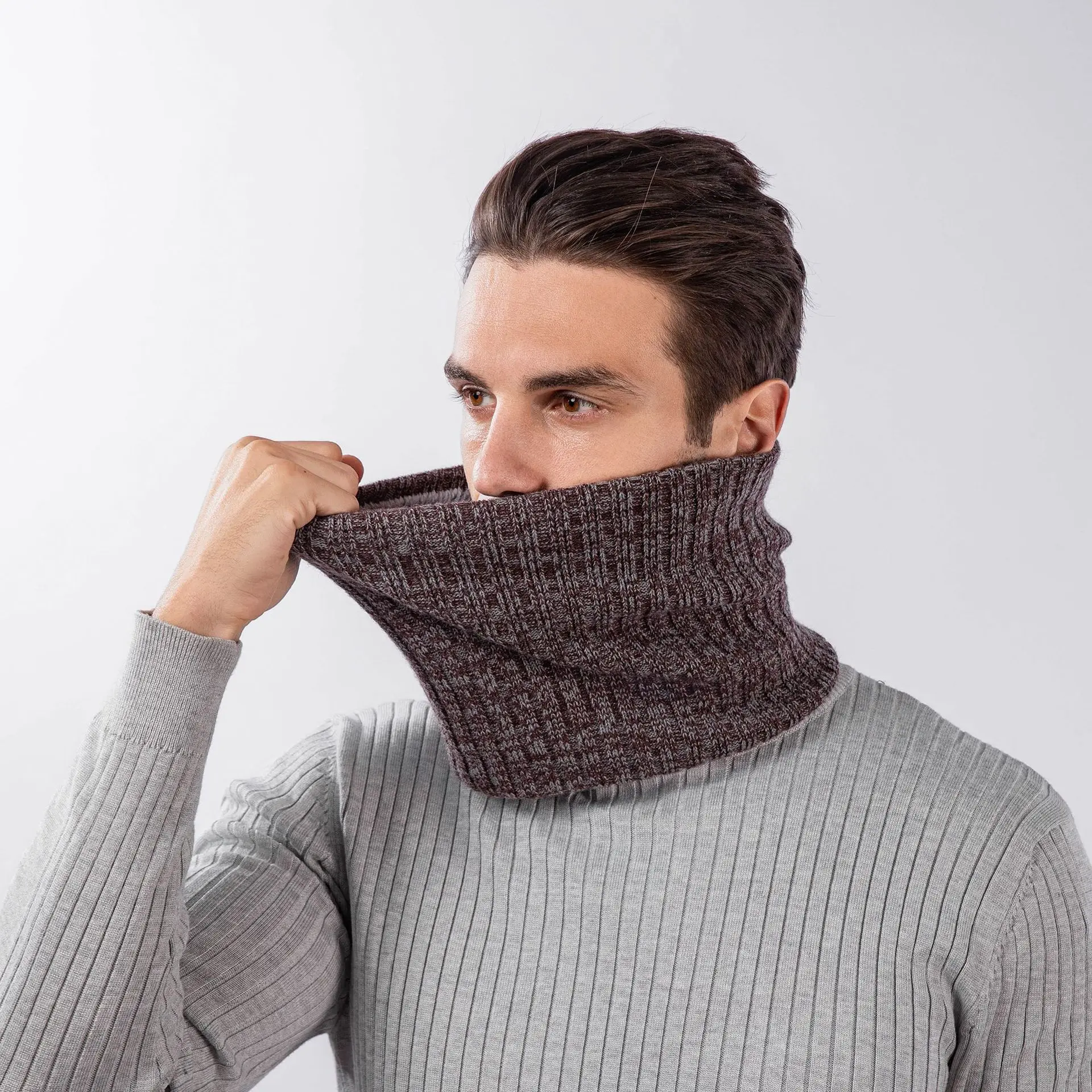 

Solid Plush Warm Winter Ring Scarf Women Men Knitted Full Face Mask Snood Neck Scarves Thicken Cashmere Scarfs Allmatch Muffler