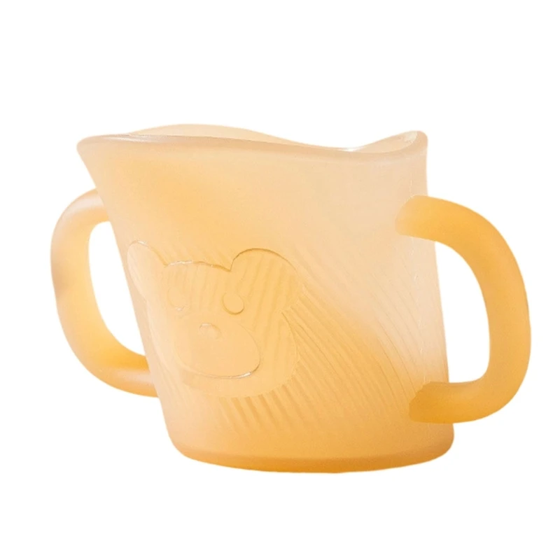 BPA Free Soft Silicone Baby Angled Drinking Cup 200ml Drop-proof Anti-choking Toddlers Training Water Cup for 6+ Months Baby