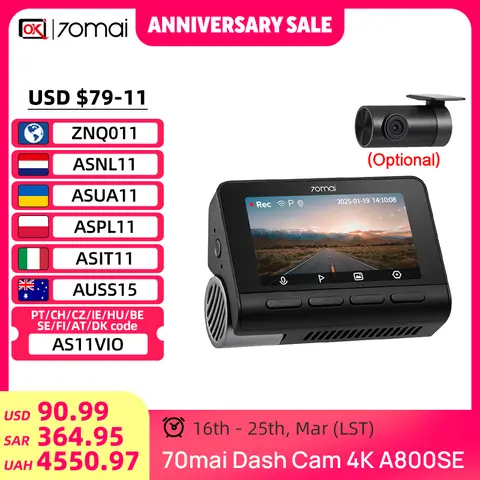 4K Dash Cam with GPS and Parking Mode 70mai