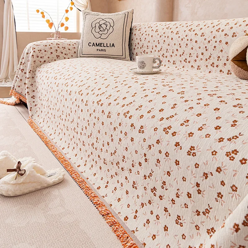 Jacquard Couch Cover Cloths Sofa Towels Small Fresh Flower Versatile Anti Slip Settee Cover Blanket Multi Scenario Universality