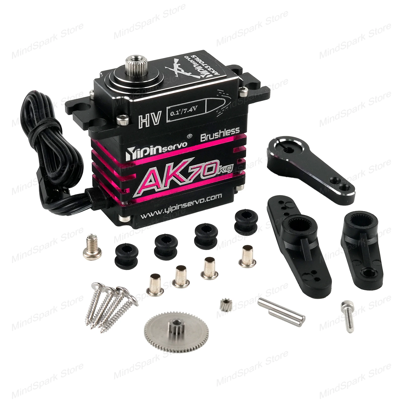 Servo digitale completamente in metallo Motore brushless da 70 kg Servitori di codifica magnetica controllabili con angolo di 180 gradi per velivoli per auto robot fai da te