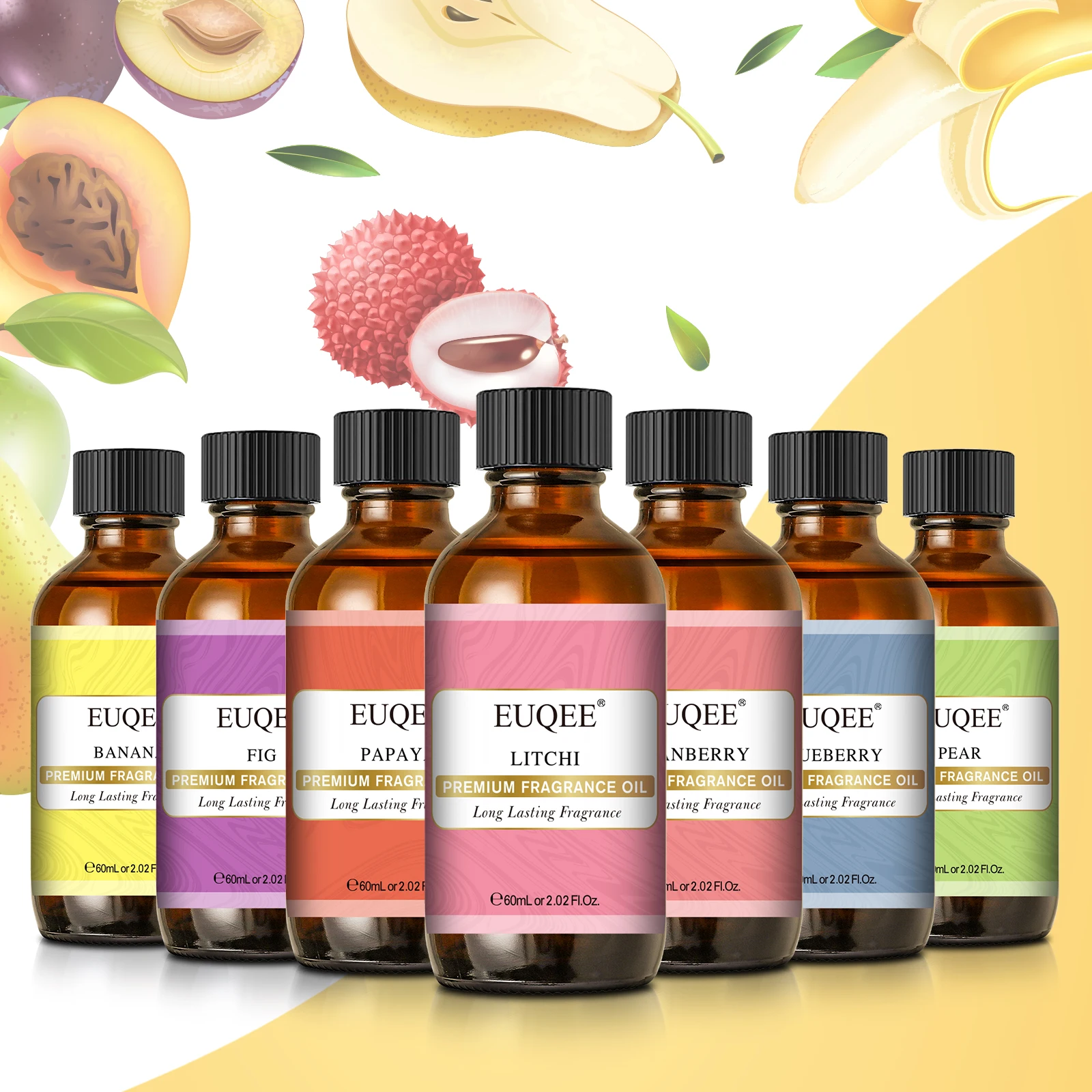 EUQEE-aceite de fragancia con cuentagotas de vidrio para difusor, fragancias de cereza, fruta de la Pasión, fresa, sandía, arándano, almizcle